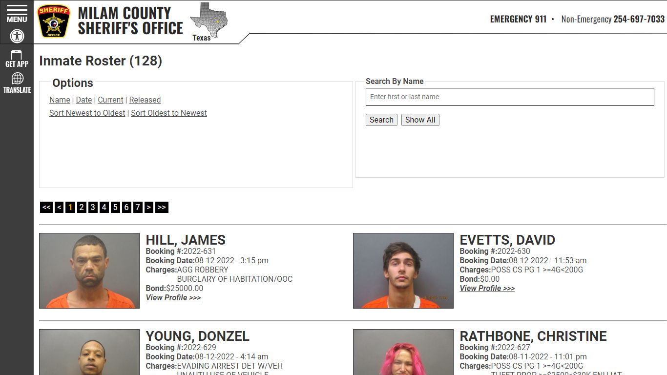 Inmate Roster - Milam County Sheriff TX